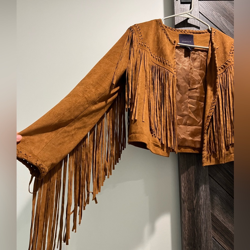 Tan Fringe Suede Jacket